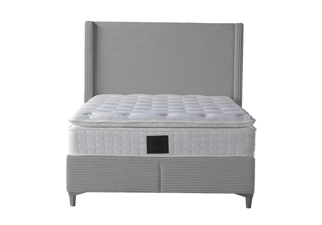 Lit coffre velours gris – Galerie du Mobilier - Vue 1