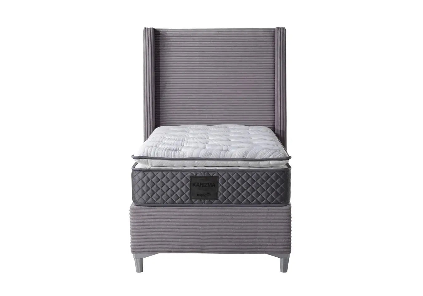 Lit coffre velours gris – Galerie du Mobilier