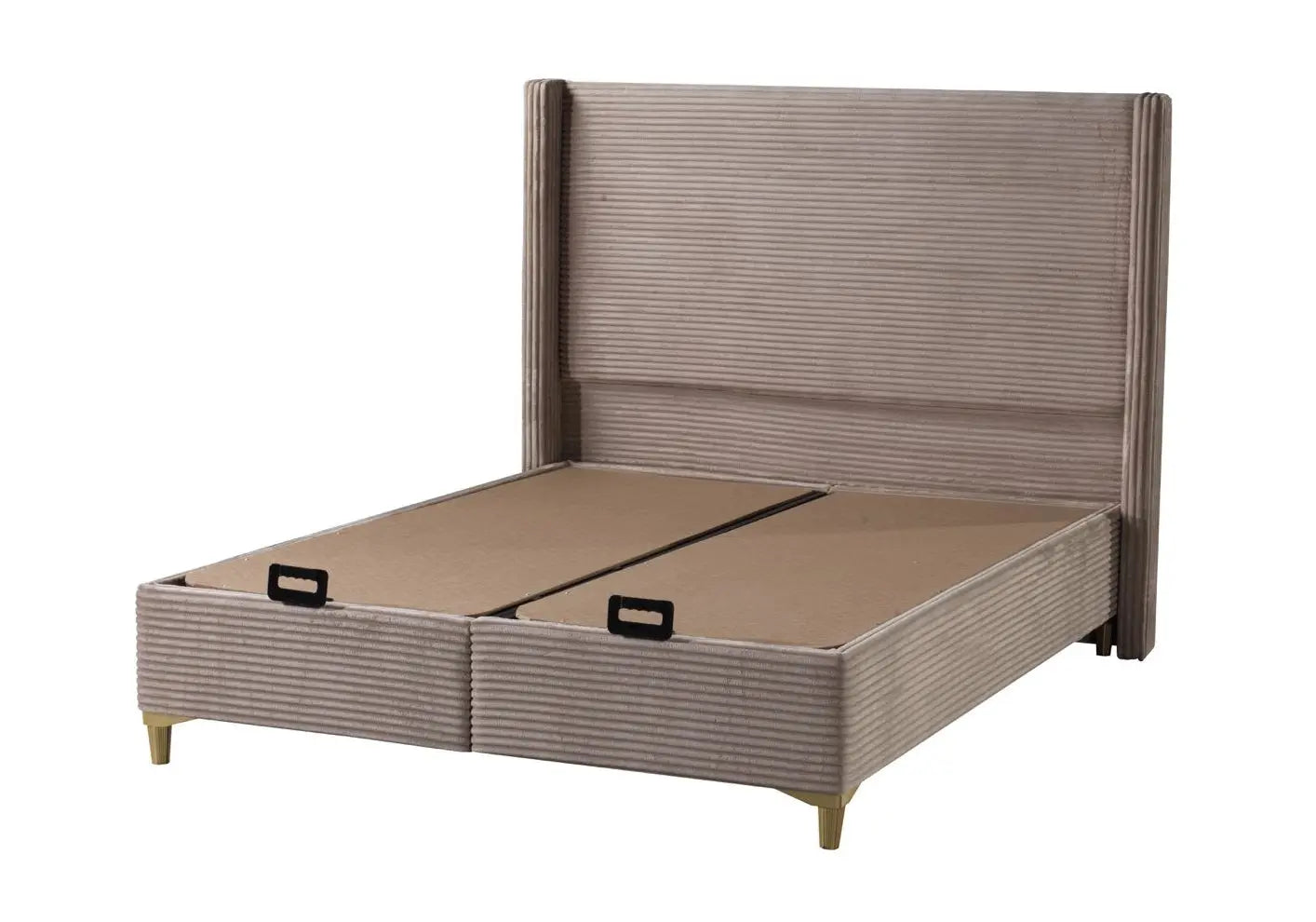 Lit coffre velours taupe – Galerie du Mobilier
