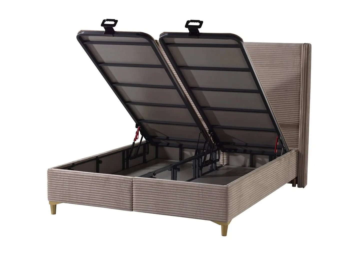Lit coffre velours taupe – Galerie du Mobilier