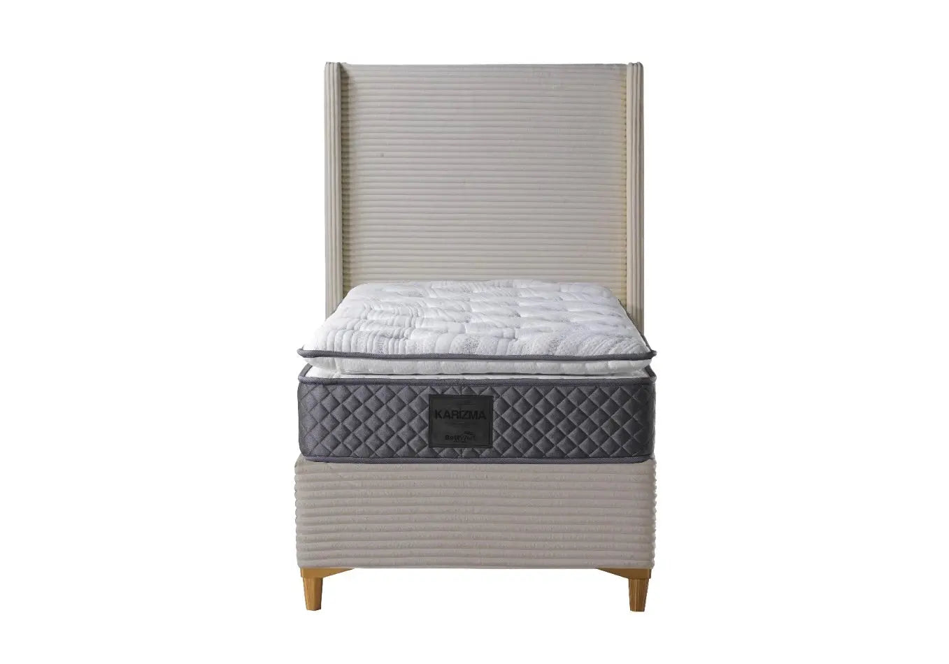 Lit coffre velours taupe – Galerie du Mobilier