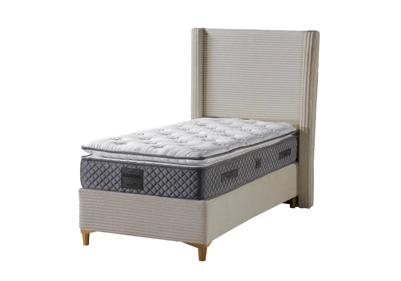 Lit coffre velours taupe – Galerie du Mobilier