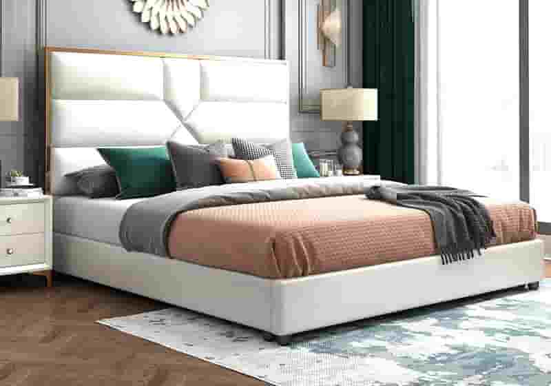 Lit design laiton blanc LINAÉ – Galerie du Mobilier