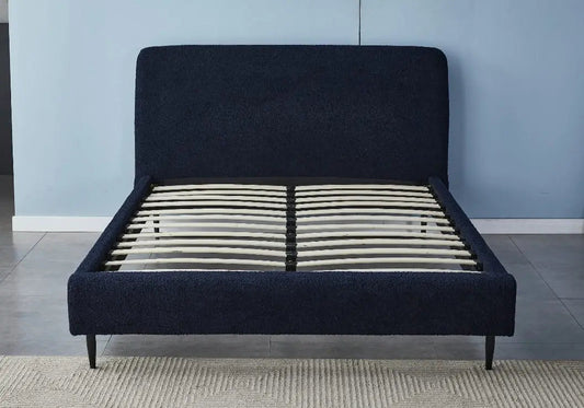 Lit en tissu bouclé noir CLAOUD Galerie du Mobilier