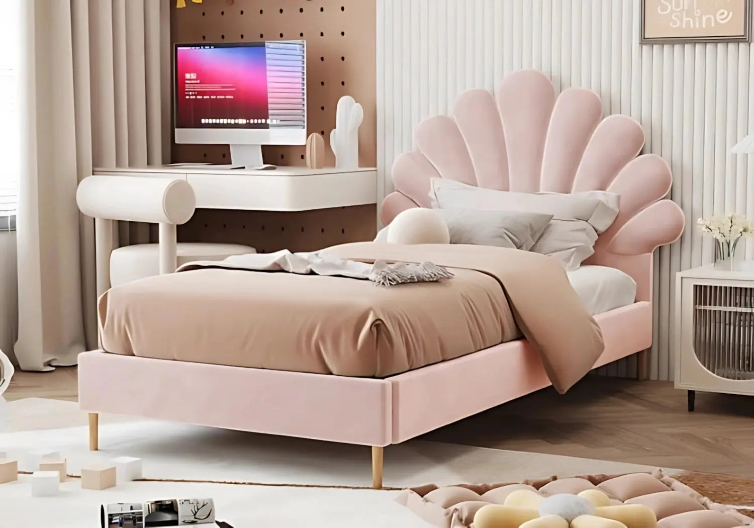 Lit enfant coquillage rose – Galerie du Mobilier - Vue 1