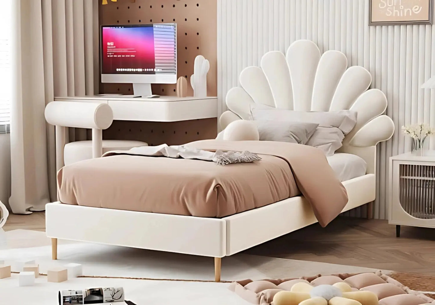 Lit enfant coquillage rose – Galerie du Mobilier
