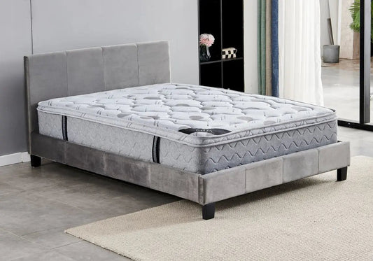 Lit velours gris SIMPLY Galerie du Mobilier