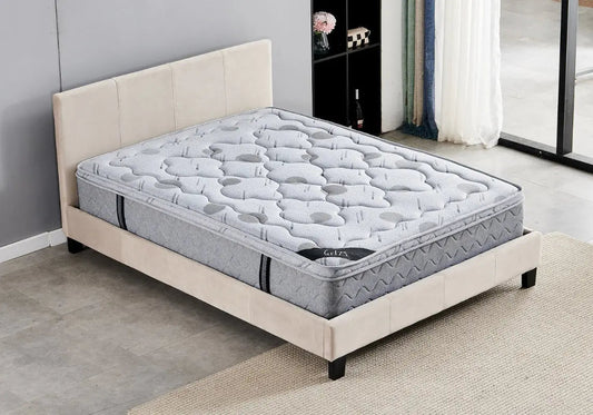 Lit velours taupe SIMPLY Galerie du Mobilier