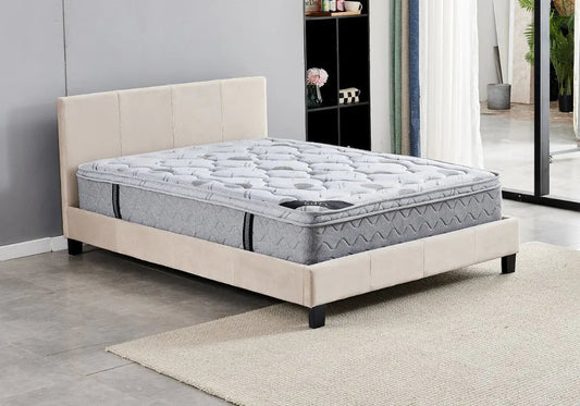 Lit velours taupe SIMPLY Galerie du Mobilier