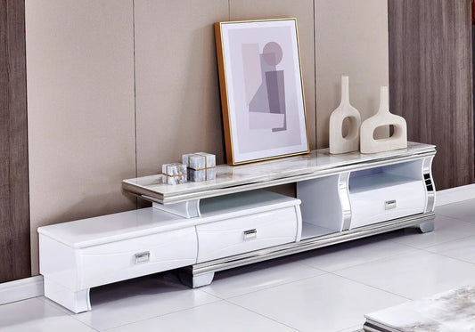 Meuble banc tv marbre beige SARAH Galerie du Mobilier