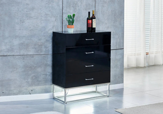 Meuble rangement argent laqué noir ALYA Galerie du Mobilier