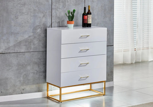 Meuble rangement doré laqué blanc ALYA Galerie du Mobilier