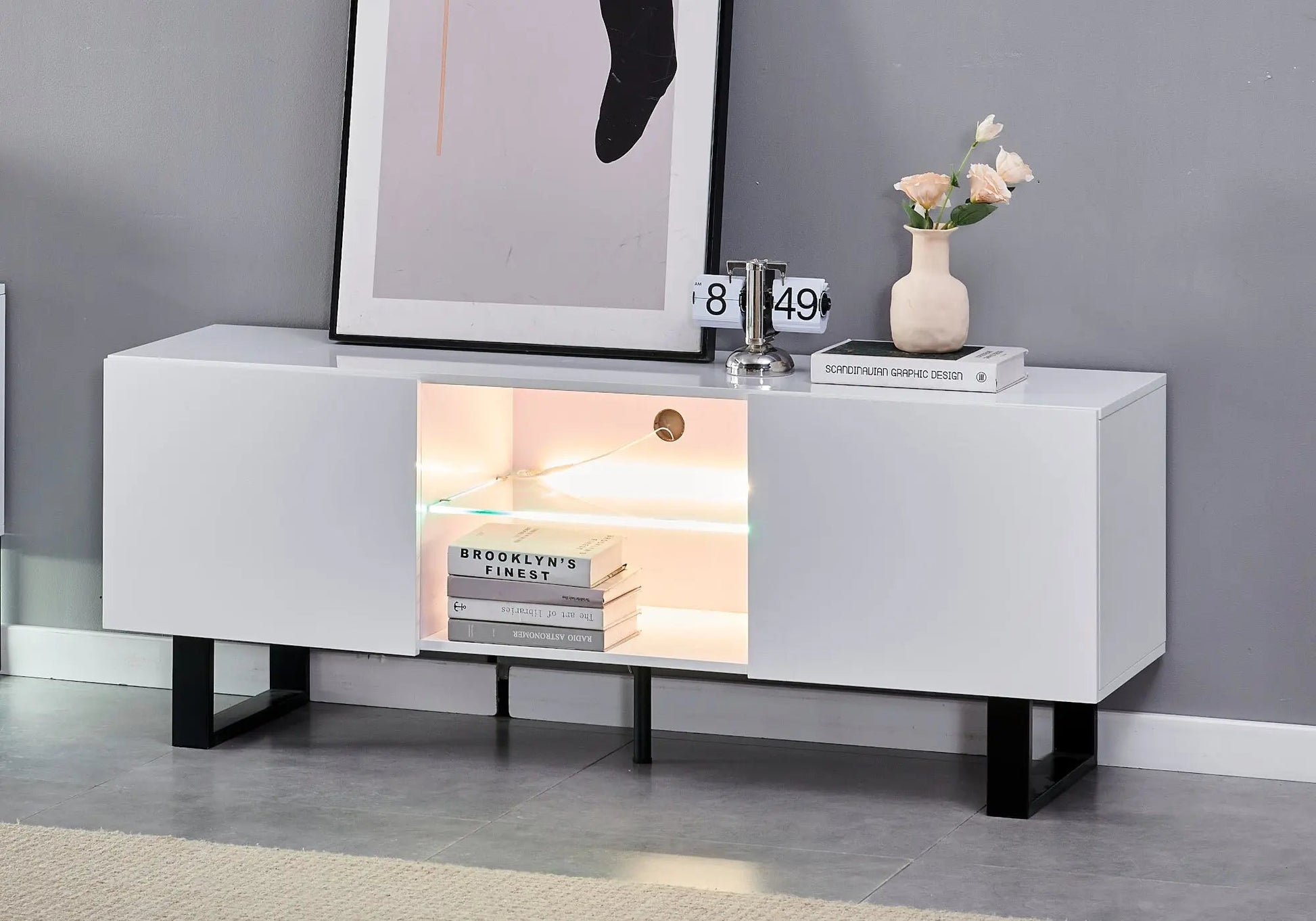 Meuble tv design laqué blanc ALYA Galerie du Mobilier