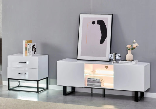 Meuble tv design laqué blanc ALYA Galerie du Mobilier