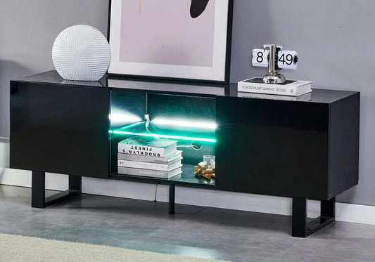 Meuble tv design laqué noir ALYA Galerie du Mobilier
