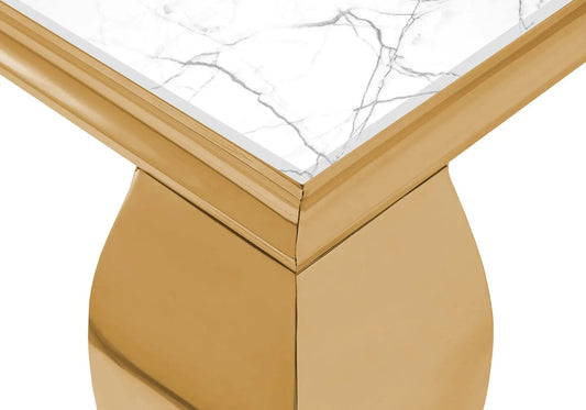 Meuble tv doré marbre blanc BAROQUE Galerie du Mobilier