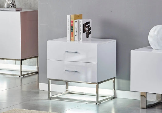 Petit meuble rangement argent laqué blanc ALYA Galerie du Mobilier