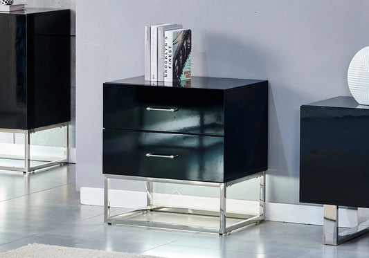 Petit meuble rangement argent laqué noir ALYA Galerie du Mobilier