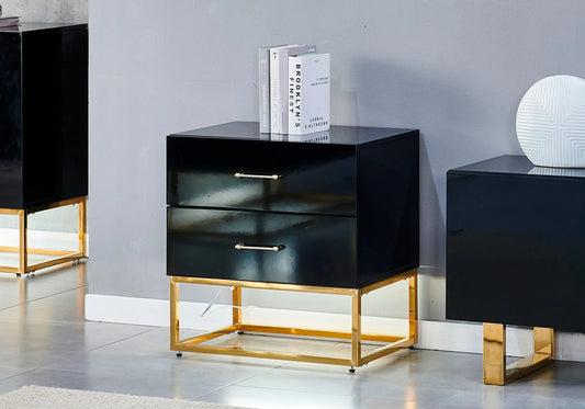 Petit meuble rangement doré laqué noir ALYA Galerie du Mobilier