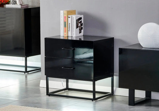 Petit meuble rangement laqué noir ALYA Galerie du Mobilier