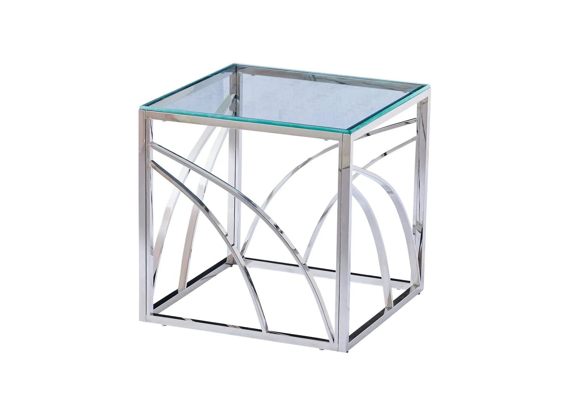 Petite table argentée en verre GEO Galerie du Mobilier