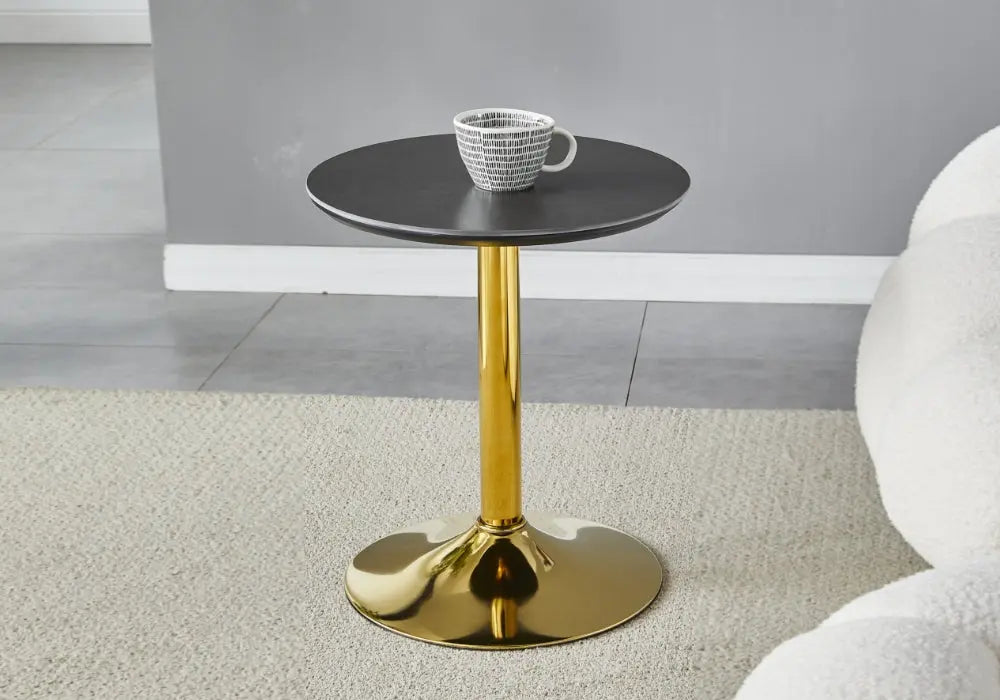 Petite table dorée céramique marbre blanc GOYA Galerie du Mobilier
