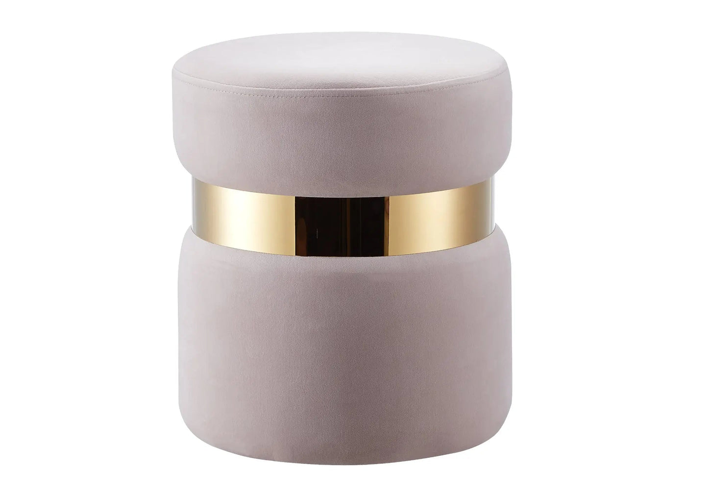 Pouf design doré velours beige - Vue 1
