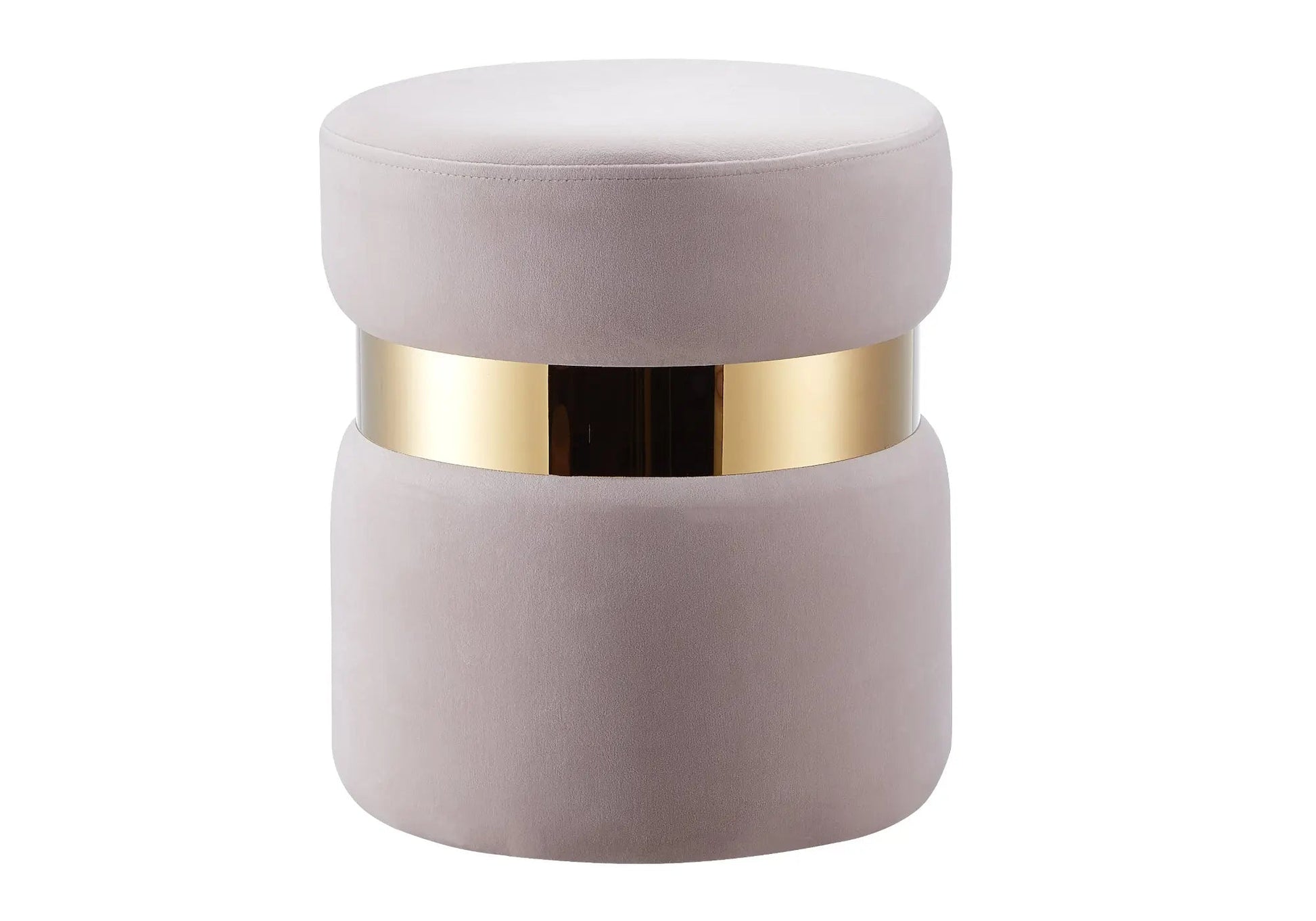 Pouf design doré velours beige - Vue 1