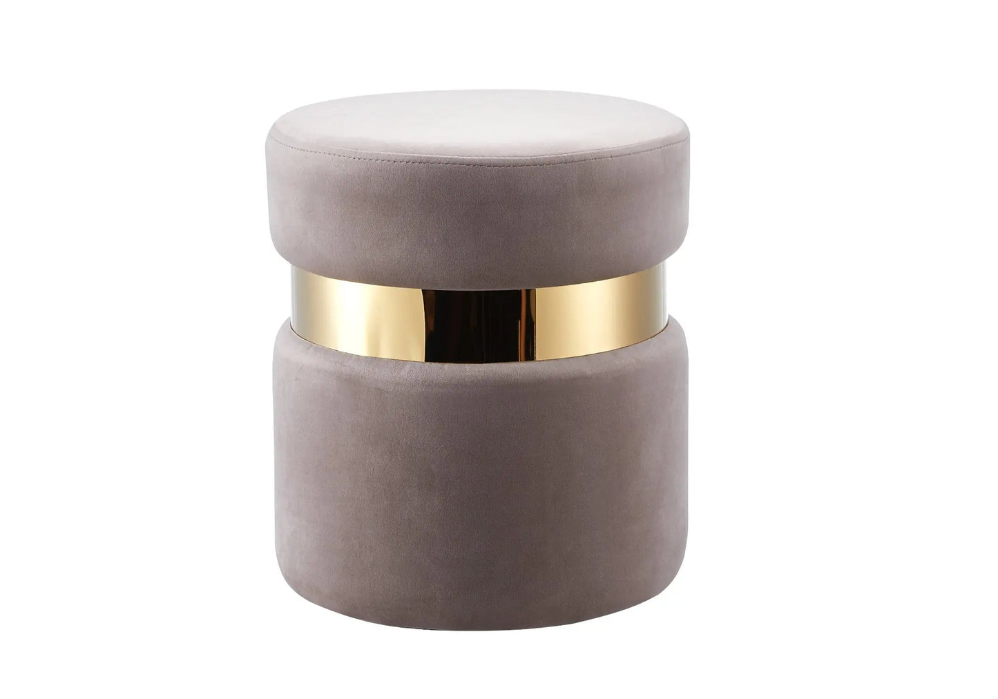 Pouf design doré velours moka - Vue 1