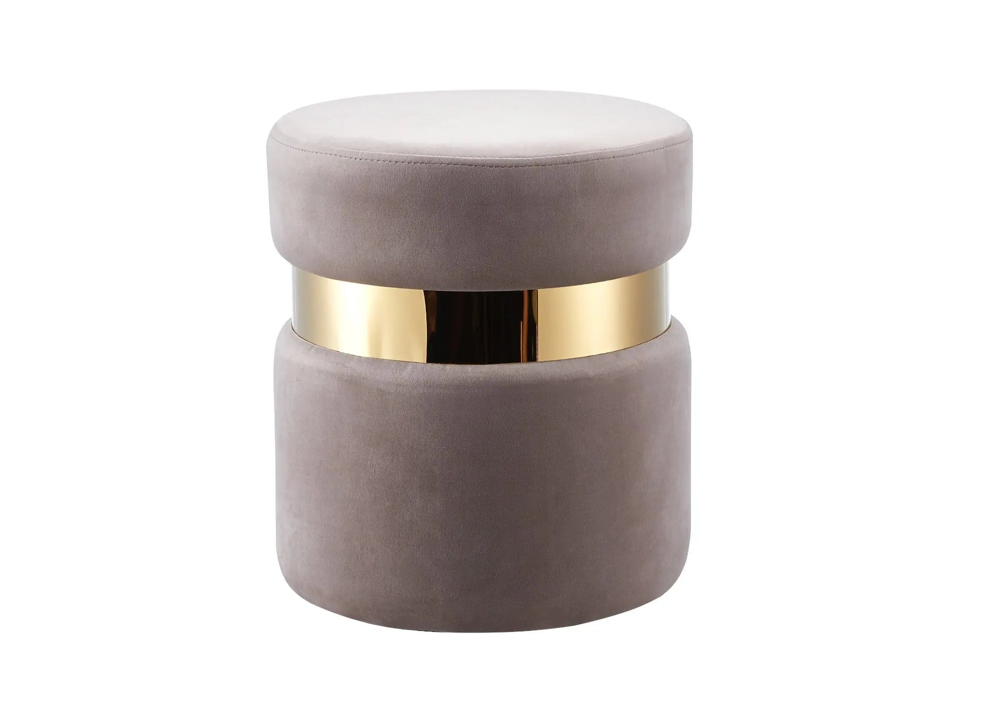 Pouf design doré velours moka - Vue 1