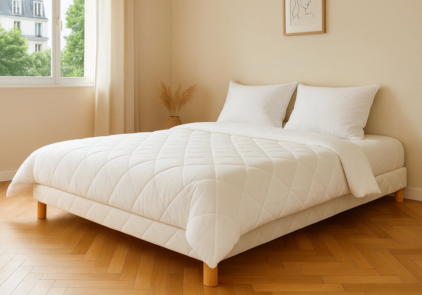 Sommier 2 places tapissier pieds bois – Galerie du Mobilier - Vue 1