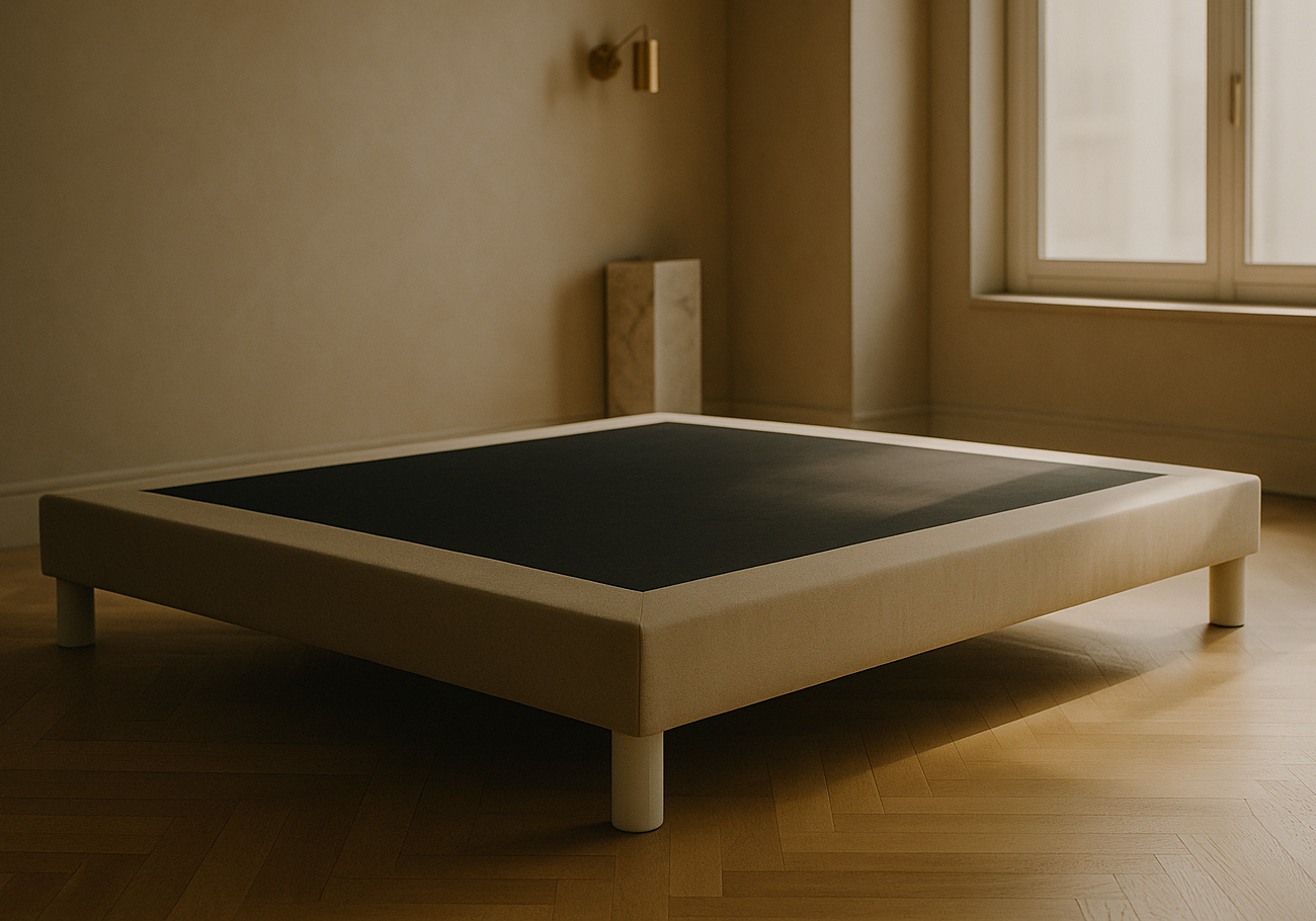 Sommier tapissé beige design 20 cm – Galerie du Mobilier - Vue 1