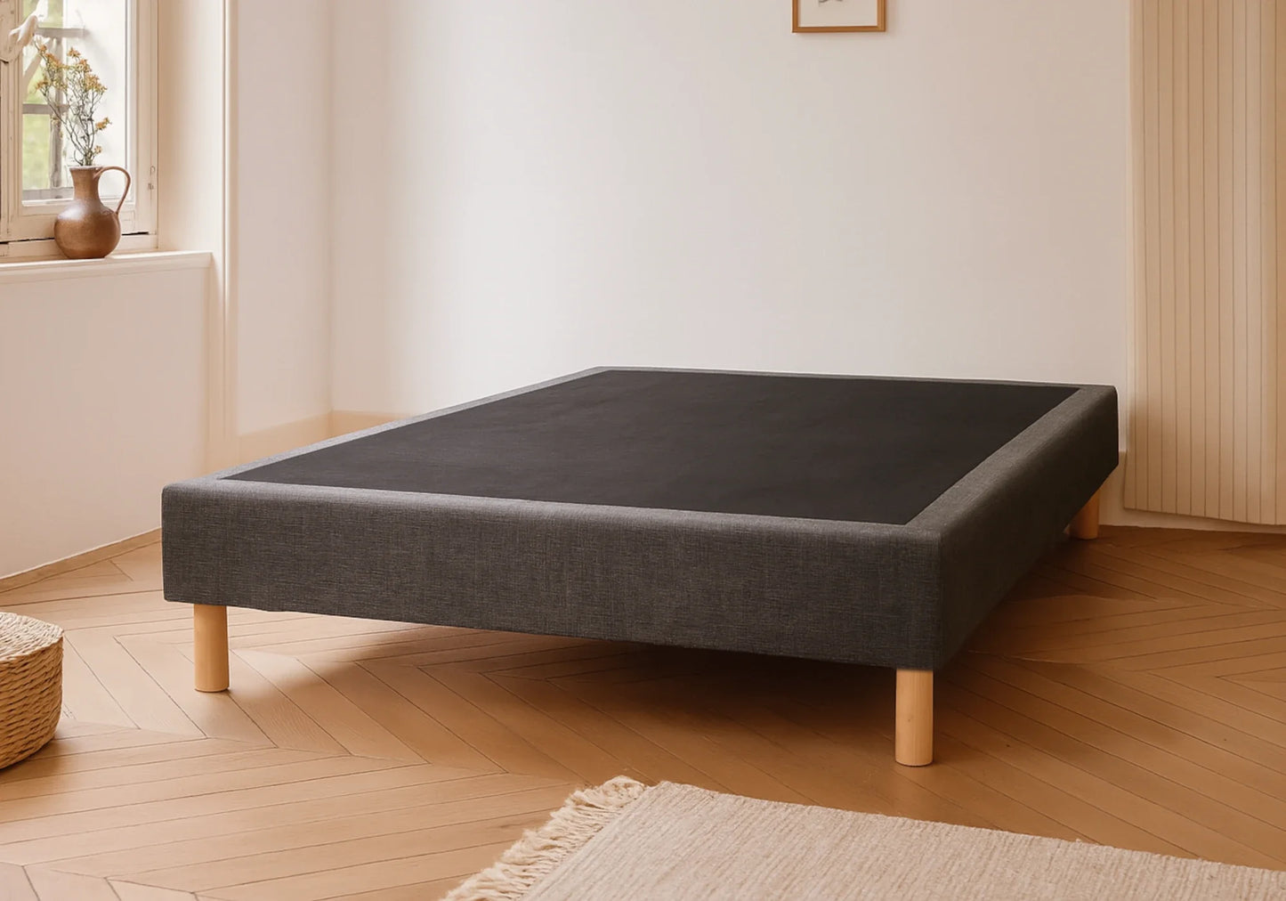 Sommier tapissé gris design 20 cm – Galerie du Mobilier