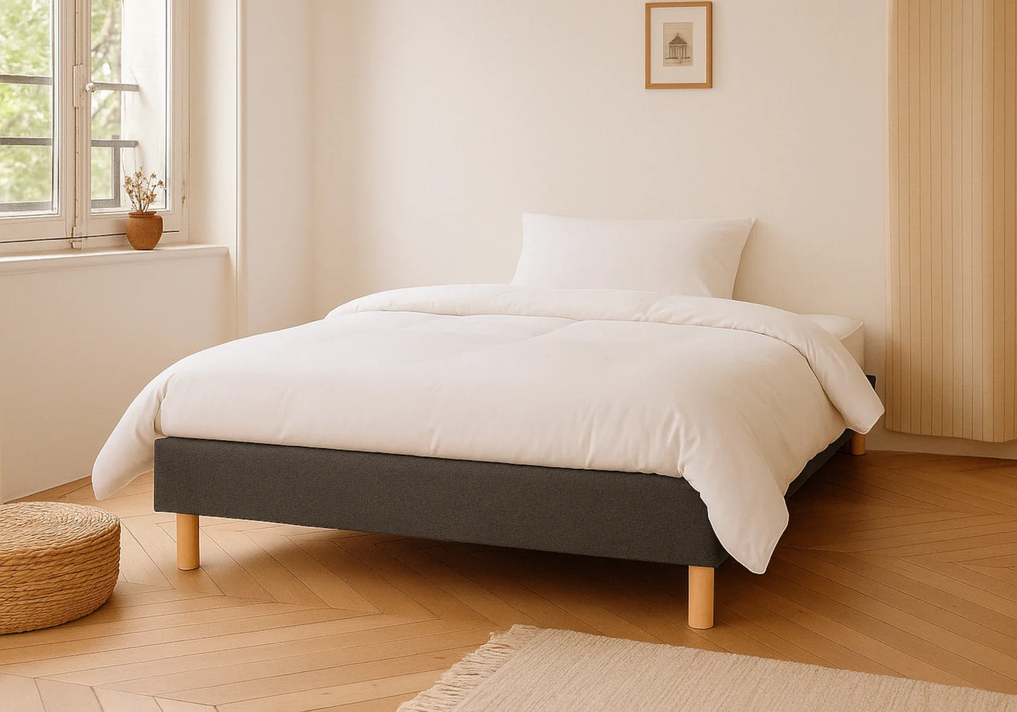 Sommier tapissé gris design 20 cm – Galerie du Mobilier - Vue 1