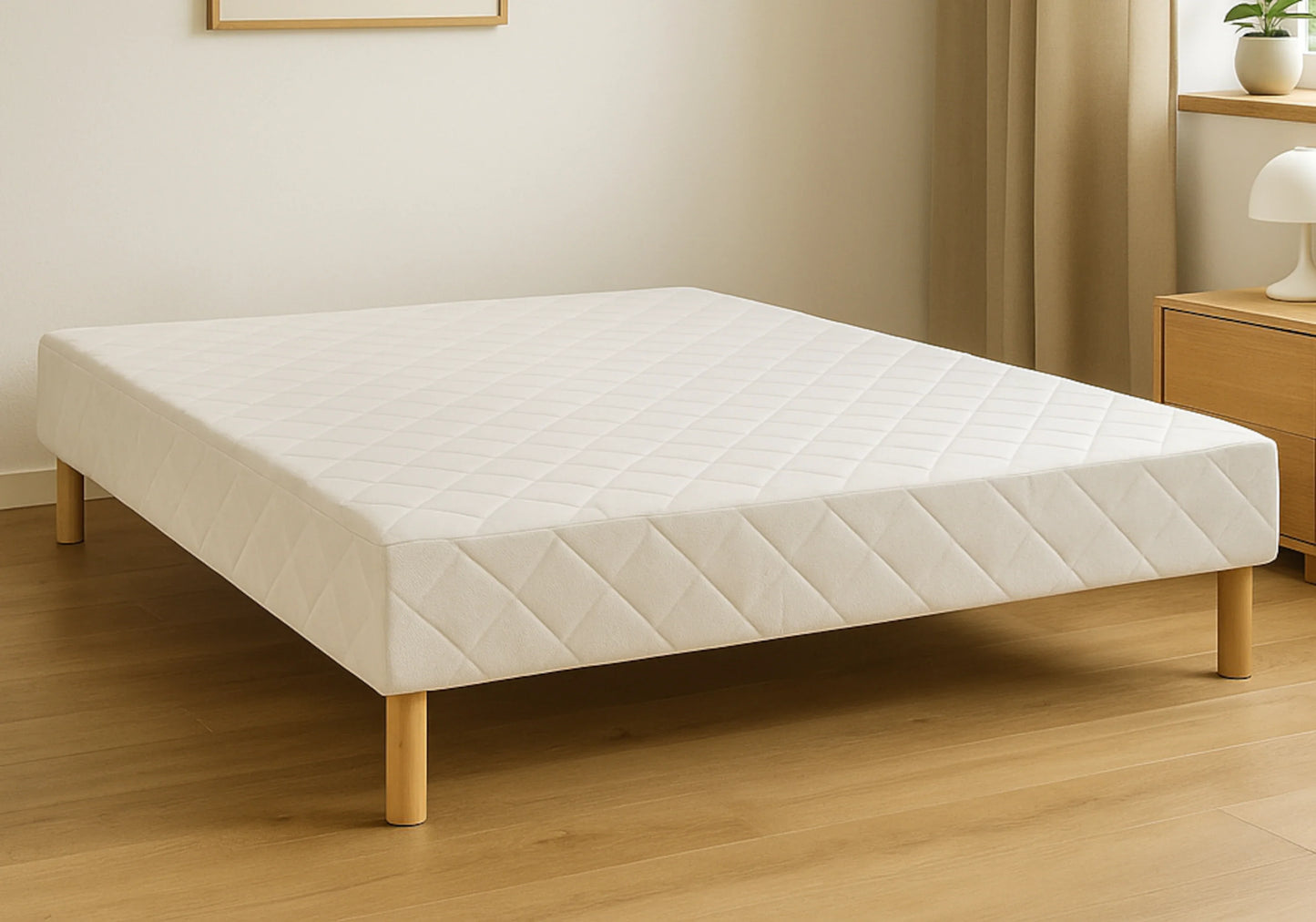 Sommier 2 places tapissier pieds bois – Galerie du Mobilier