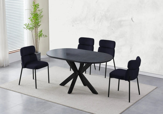 Table Céramique Noire et Chaises Noirs – OPHELIA Galerie du Mobilier