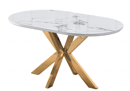 Table Marbre Blanc et Chaises Noires Dorés – OPHELIA Galerie du Mobilier