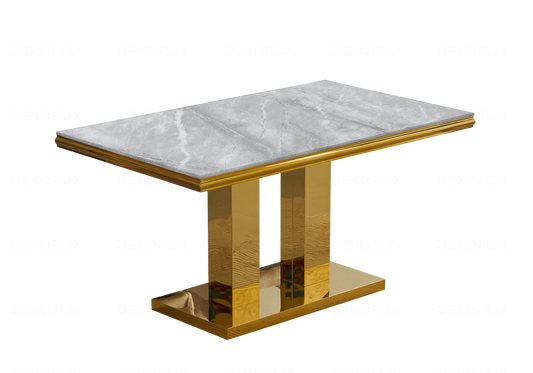 Table à manger marbre gris dorée design VERSUS New Design