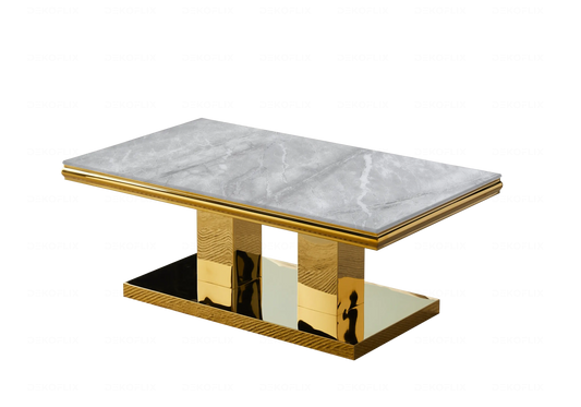 Table à manger marbre gris dorée design VERSUS New Design