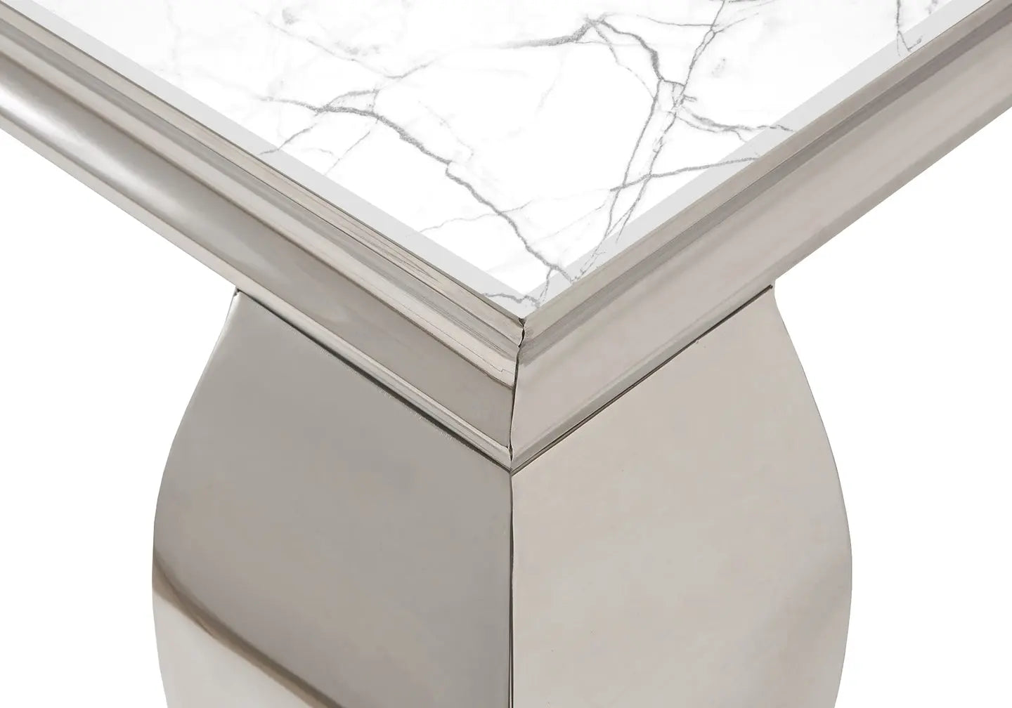 Table à manger argentée marbre blanc BAROQUE Galerie du Mobilier