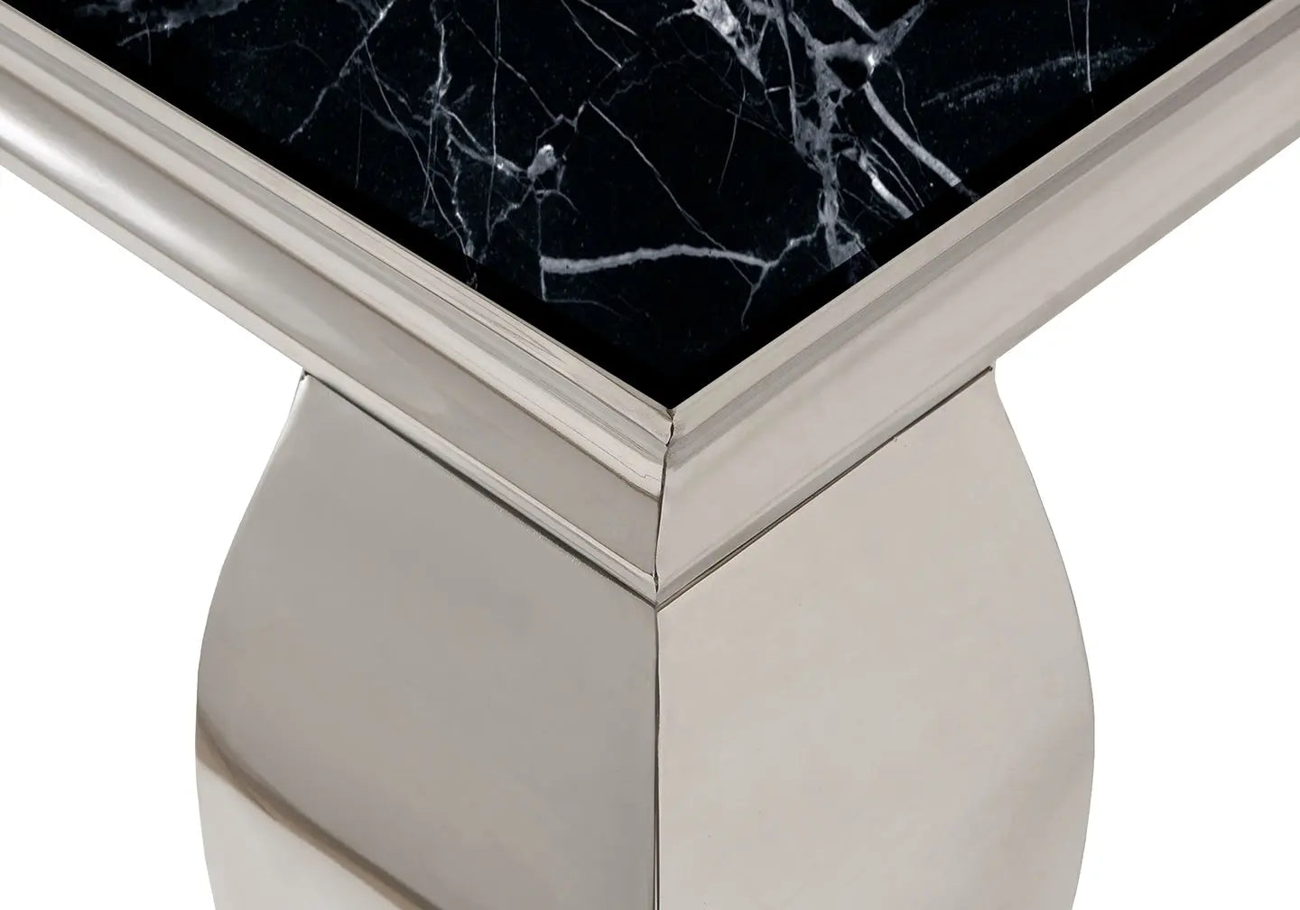 Table à manger argentée marbre noir BAROQUE Galerie du Mobilier