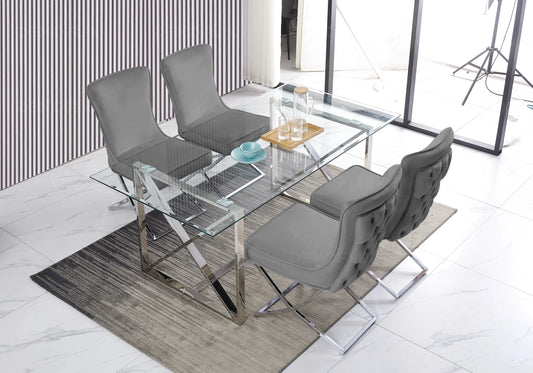 Table à manger avec chaises capitonnées anthracites GABI Galerie du Mobilier