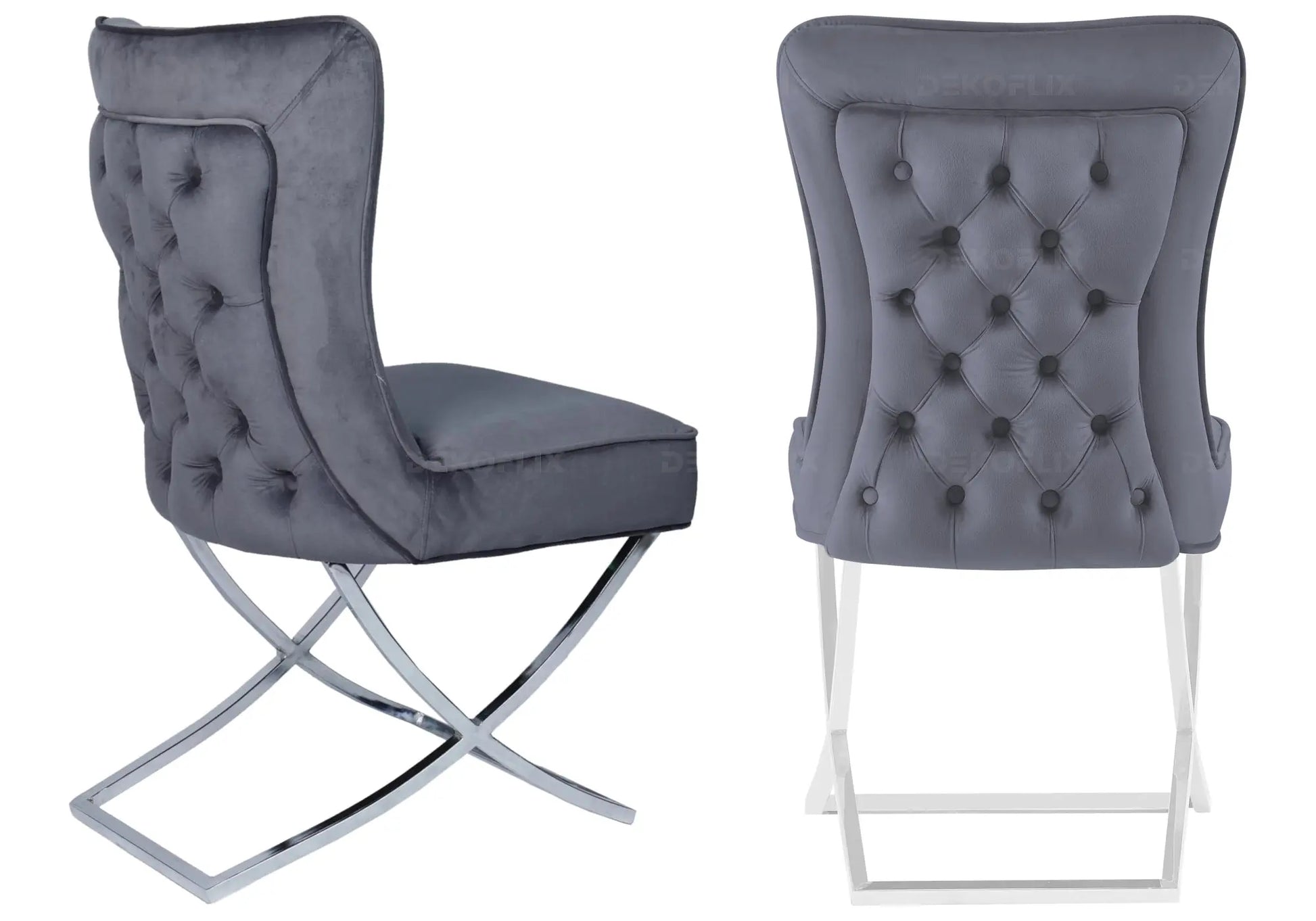 Table à manger avec chaises capitonnées anthracites GABI Galerie du Mobilier