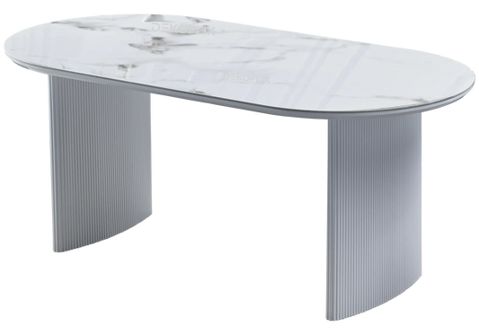 Table à manger céramique marbre beige JOSEPHINE Galerie du Mobilier