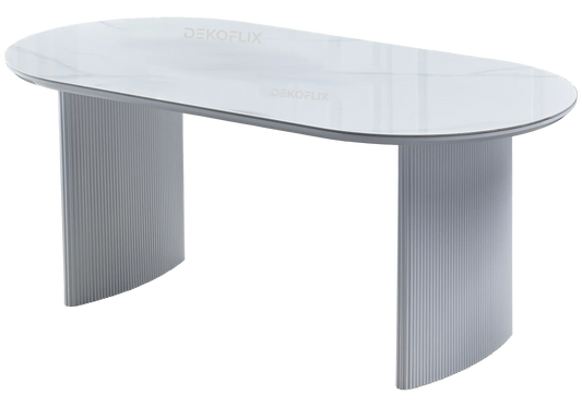 Table à manger céramique marbre blanc JOSEPHINE Galerie du Mobilier