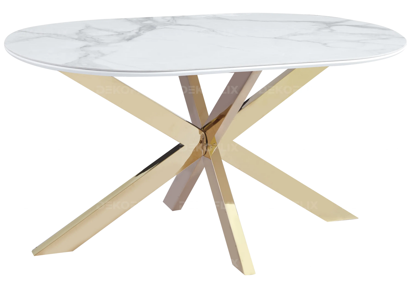 Table à manger dorée céramique marbre blanc – Galerie du Mobilier