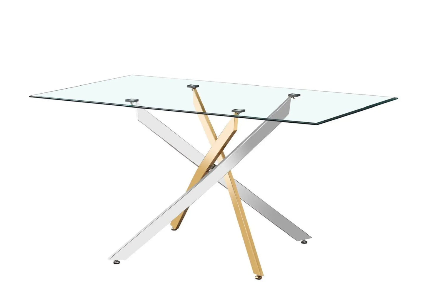 Table à manger dorée chromée verre - Joy – Galerie du Mobilier - Vue 1