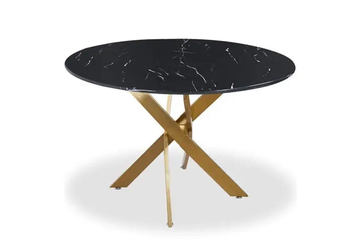 Table à manger dorée marbre noir OLIVIA Galerie du Mobilier