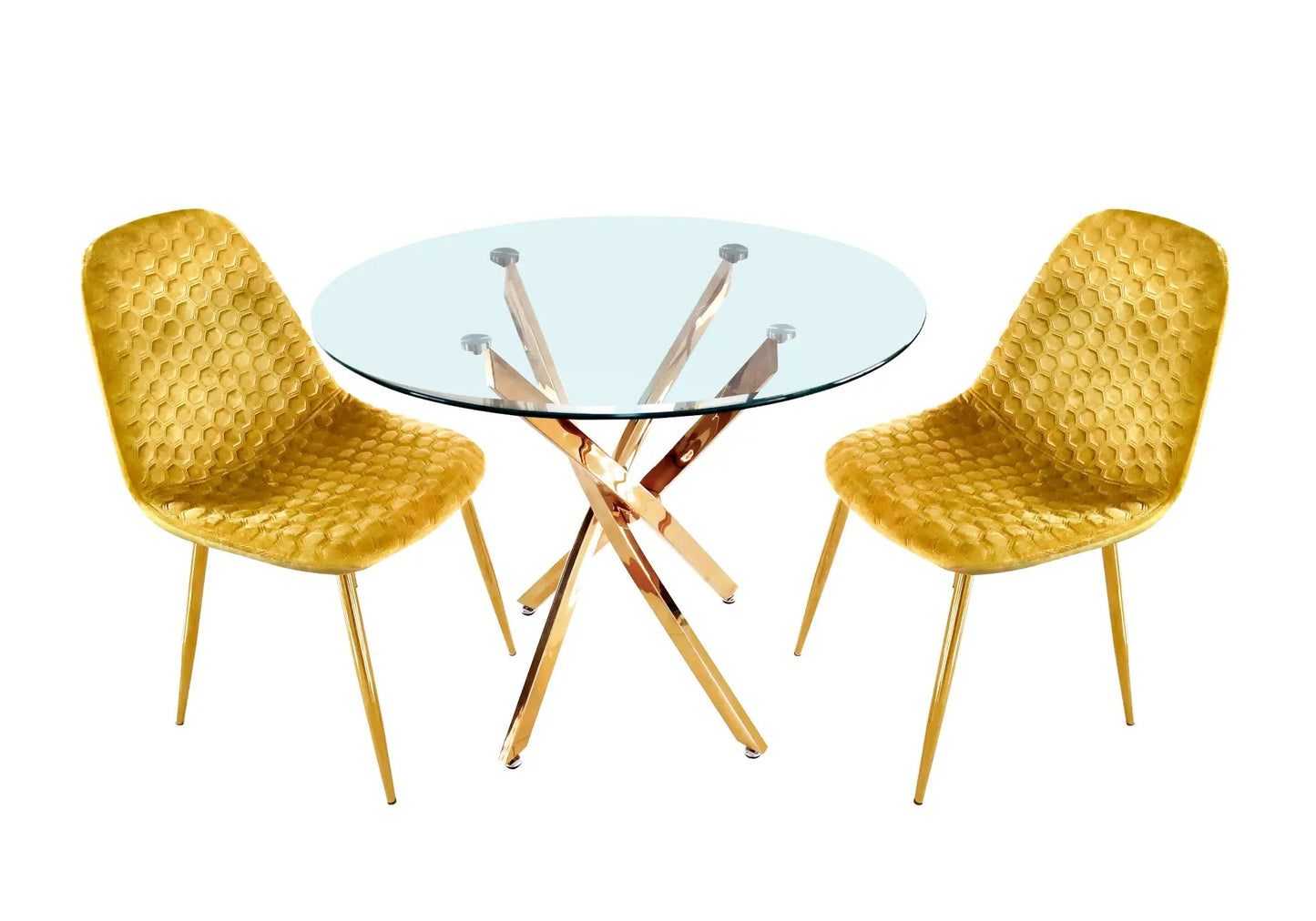 Table à manger dorée tranparent OLIVIA Galerie du Mobilier