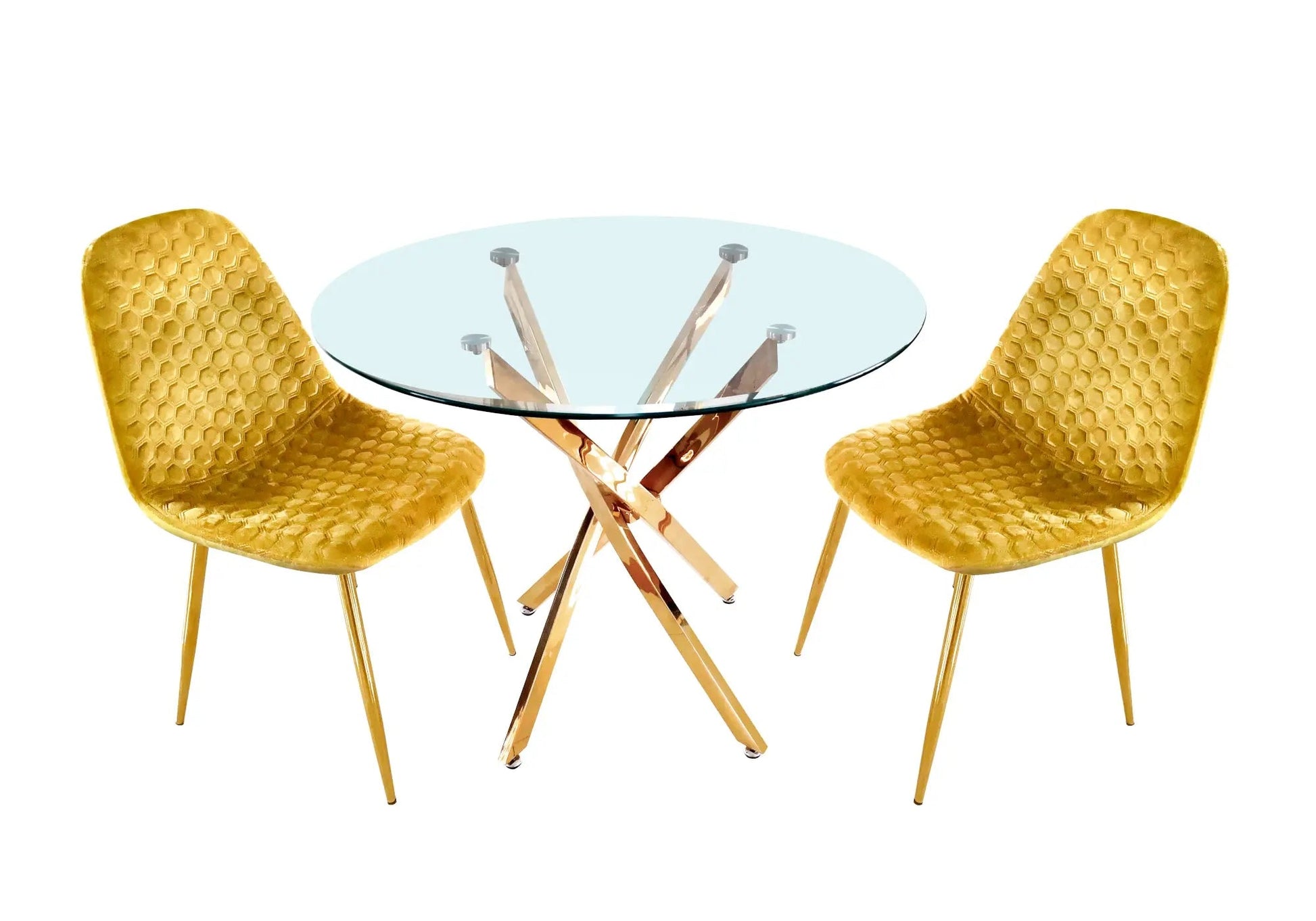 Table à manger dorée tranparent OLIVIA Galerie du Mobilier